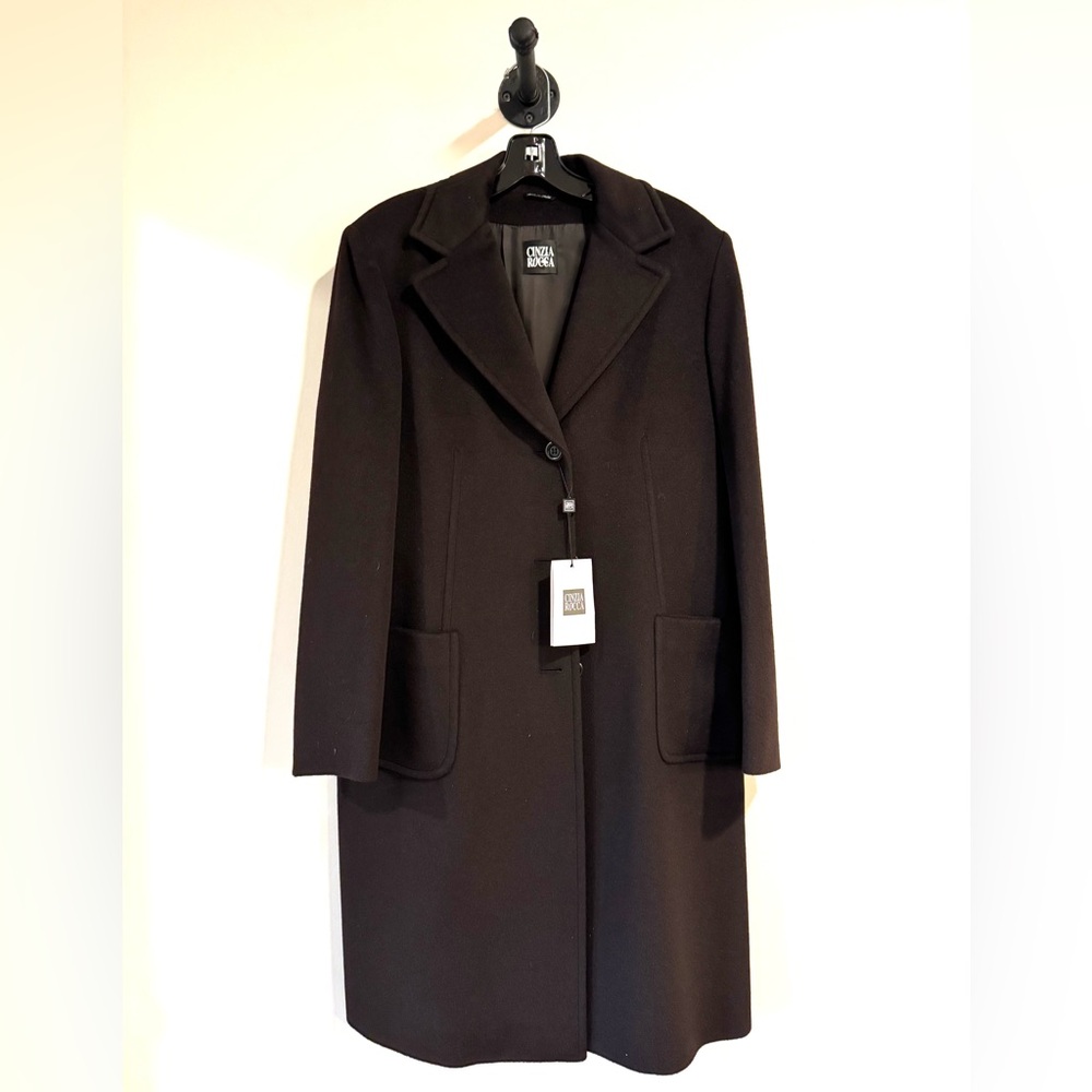 NWT Women’s Cinzia Rocca Dark Brown Wool Coat 12